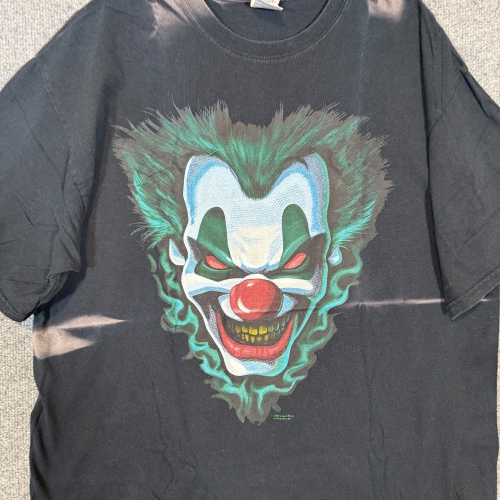 Liquid Blue Shirt Adult XL Evil Clown Freak Show Black Graphic Y2K 2009 Vtg - Picture 3 of 12